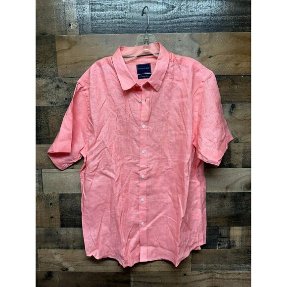 Stitch Note Men's Short Sleeve Linen Button Up Size‎ Large - Picture 1 of 4